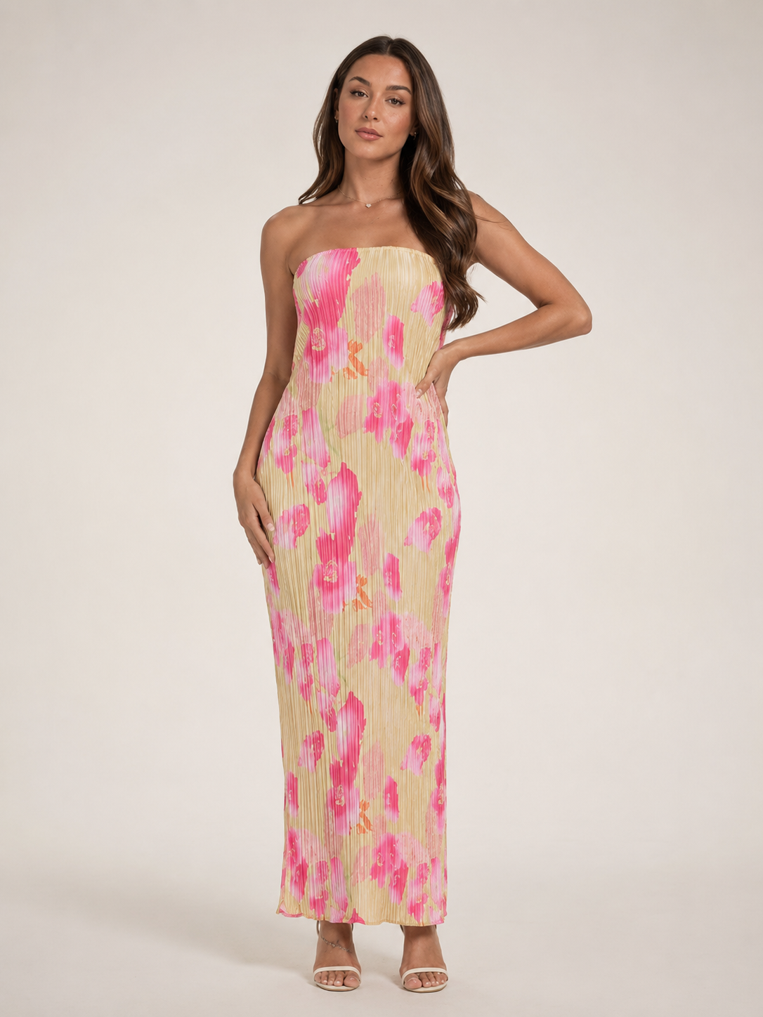 Liselotte - Strapless Bloemen Maxi-jurk