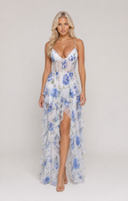 Lucienne - Witte Bloemen Maxi-jurk
