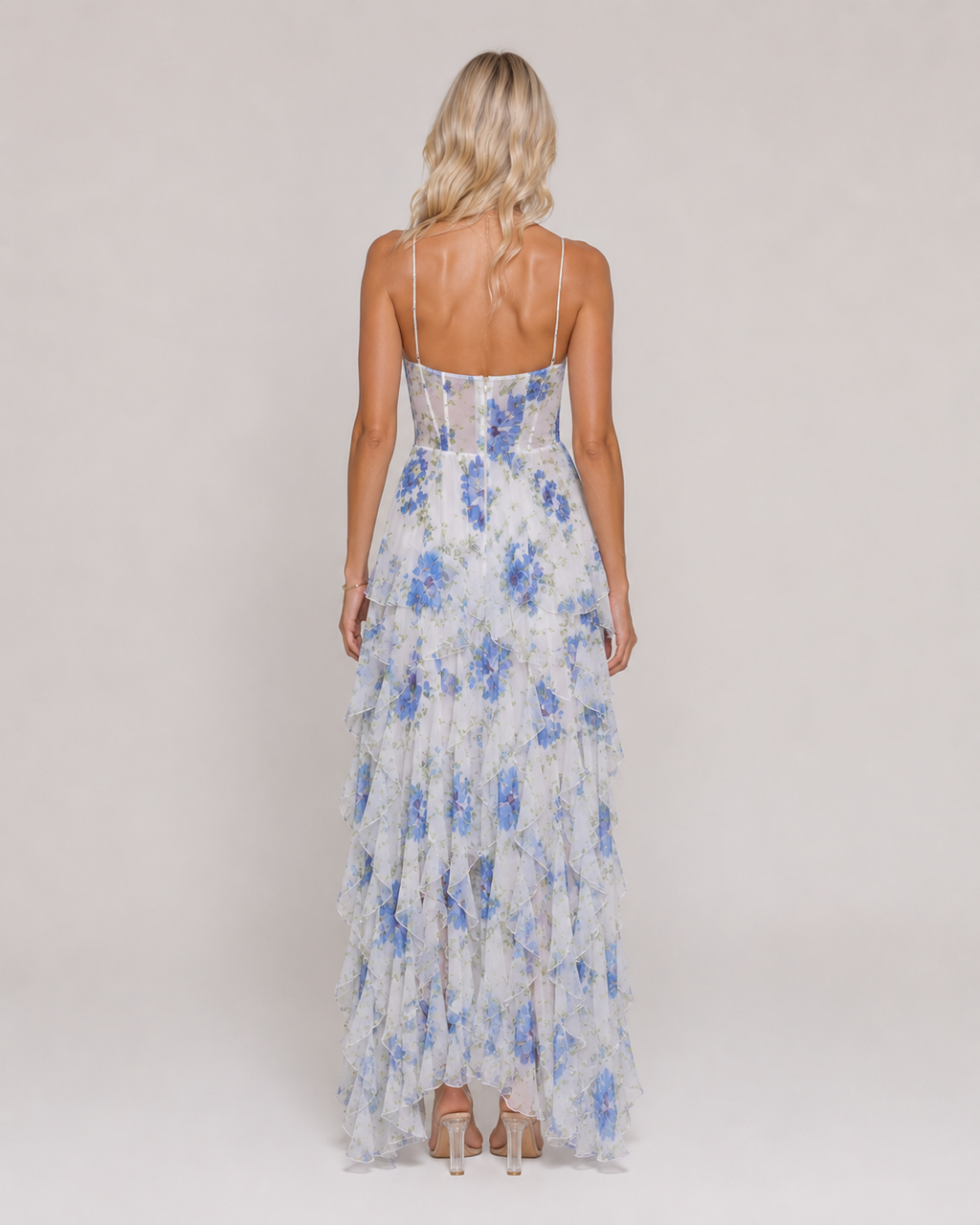 Lucienne - Witte Bloemen Maxi-jurk