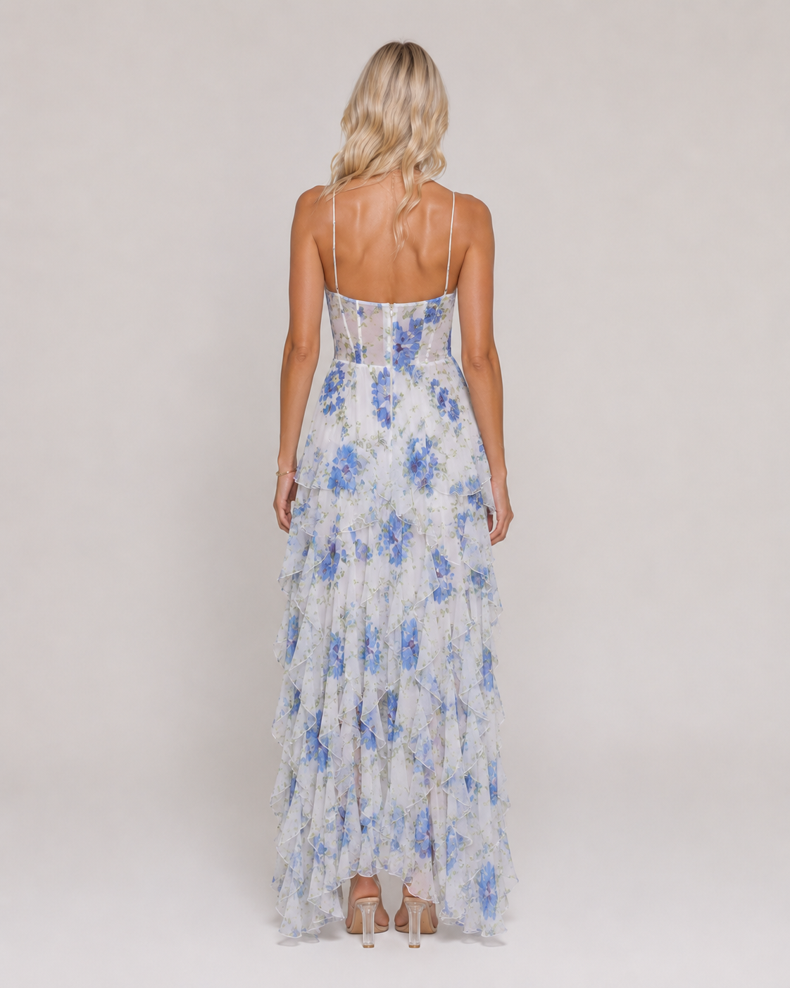 Lucienne - Witte Bloemen Maxi-jurk