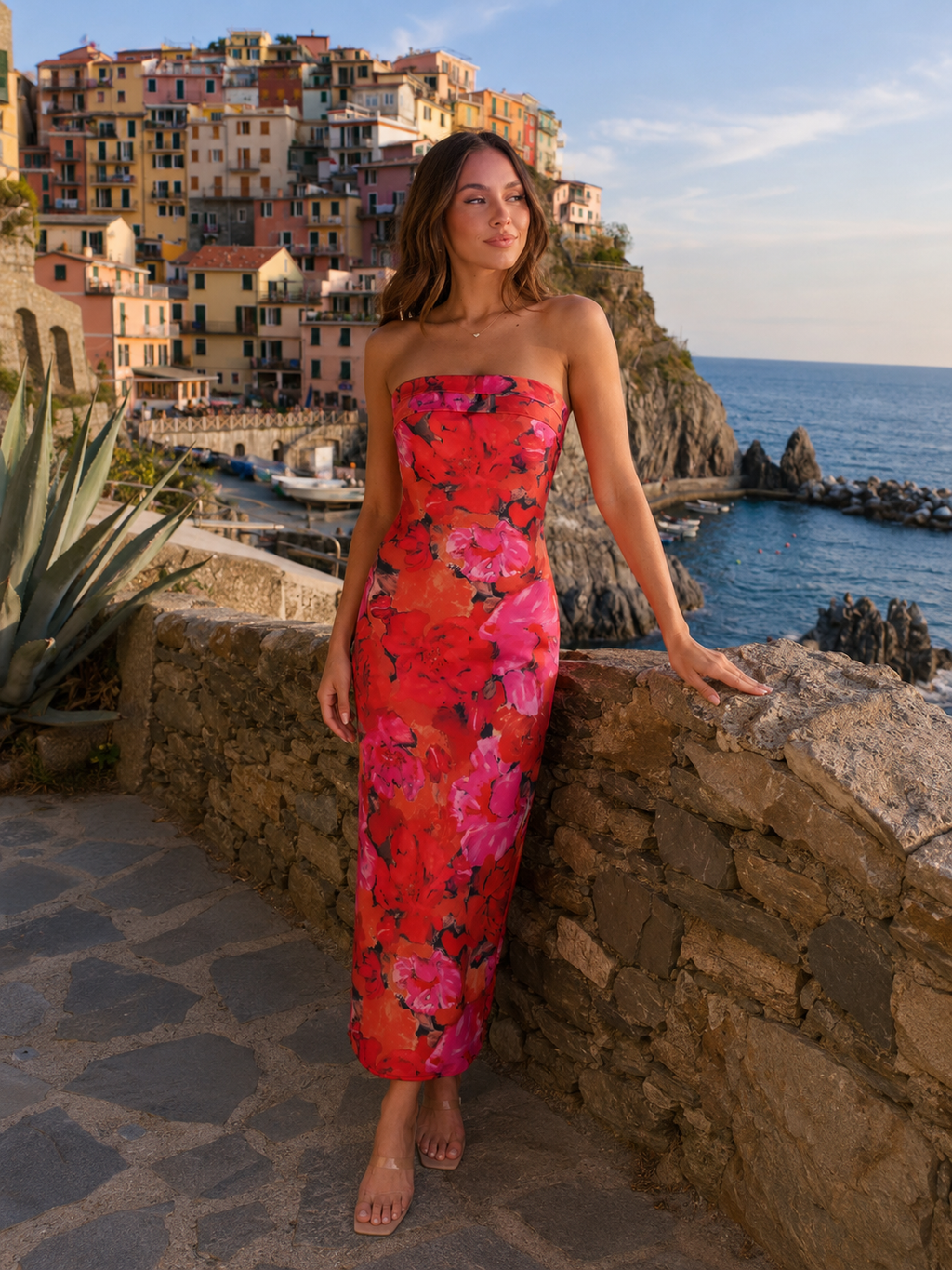 Levana - Strapless Bloemen Maxi-jurk