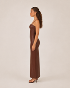 Loredana - Leren Look Maxi-jurk Met Corset-Top