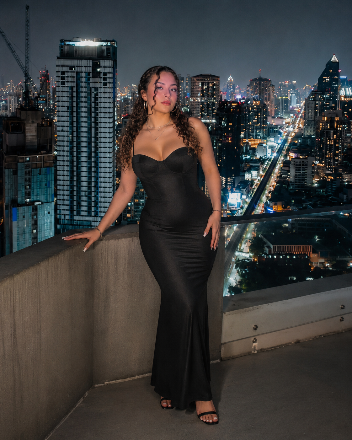 Loredana - Leren Look Maxi-jurk met corsettop