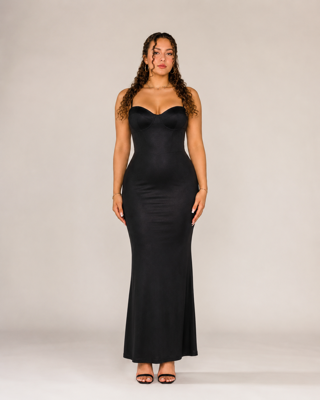 Loredana - Leren Look Maxi-jurk Met Corset-Top