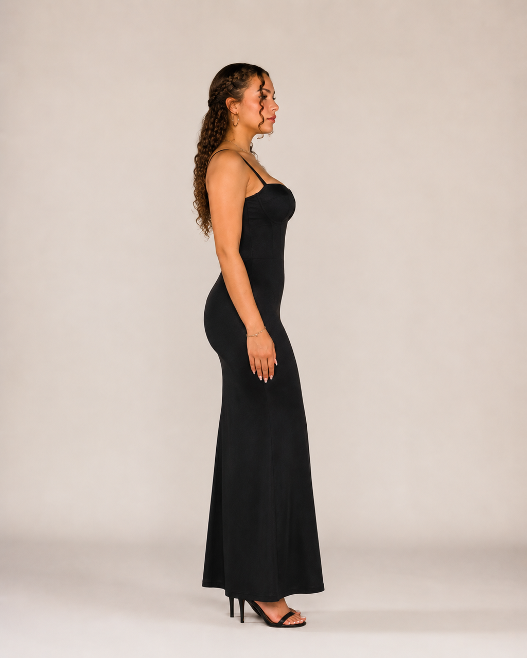 Loredana - Leren Look Maxi-jurk Met Corset-Top