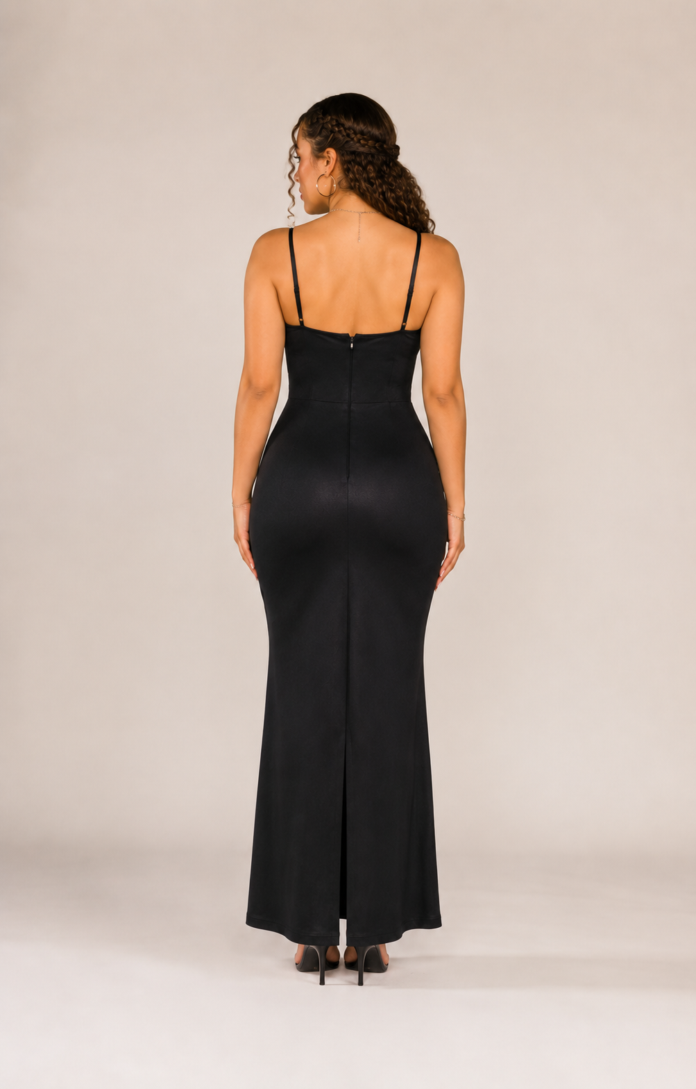 Loredana - Leren Look Maxi-jurk Met Corset-Top
