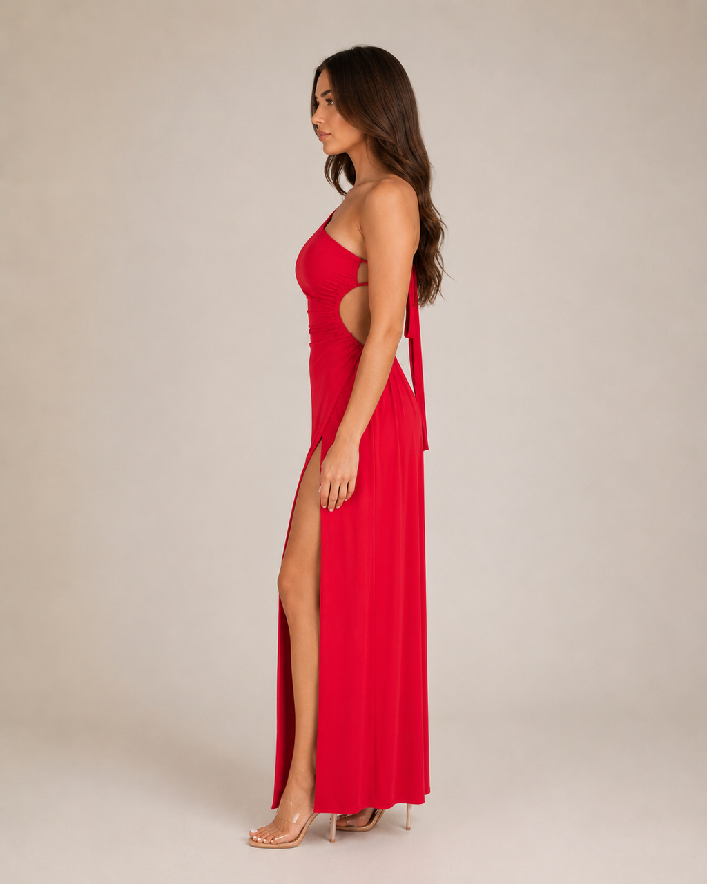 Laila - Lange Avondjurk Met One-Shoulder Halslijn En Hoge Split