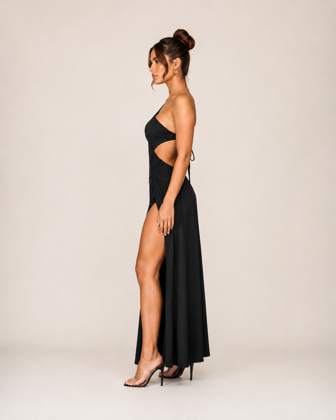 Laila - Lange Avondjurk Met One-Shoulder Halslijn En Hoge Split