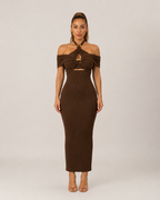 Liora - Zwarte Avondjurk Met Cut-Outs En Gouden Accenten