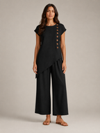 Urmila - Dames Tweedelige Set Met Asymmetrische Knoopdetails En Wijde Broek