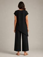 Urmila - Dames Tweedelige Set Met Asymmetrische Knoopdetails En Wijde Broek