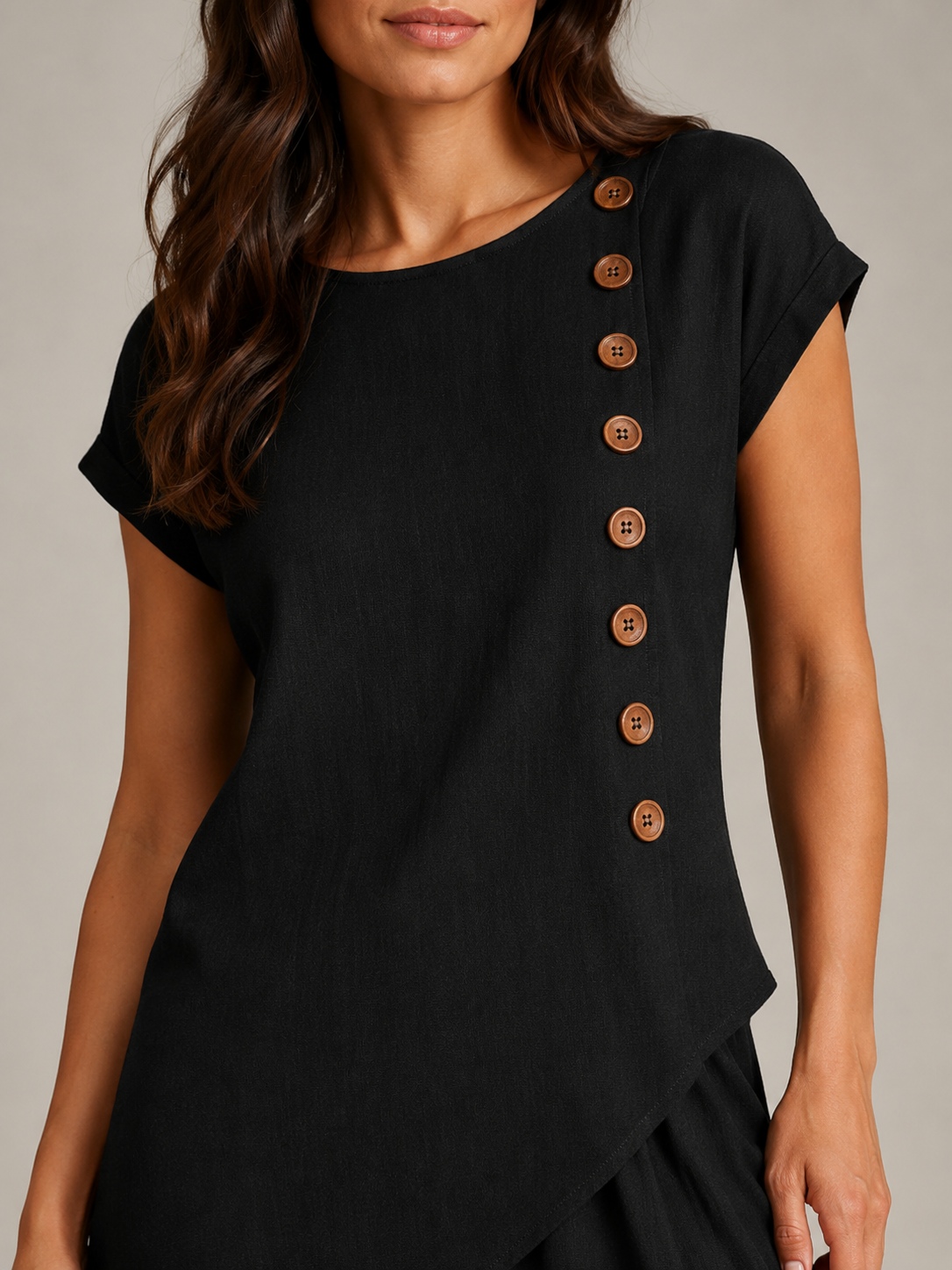 Urmila - Dames Tweedelige Set Met Asymmetrische Knoopdetails En Wijde Broek