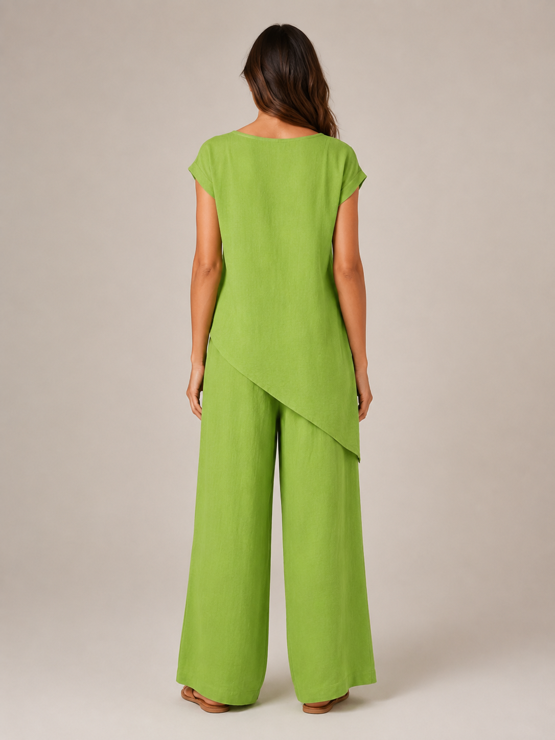 Urmila - Dames Tweedelige Set Met Asymmetrische Knoopdetails En Wijde Broek