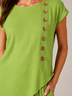 Urmila - Dames Tweedelige Set Met Asymmetrische Knoopdetails En Wijde Broek