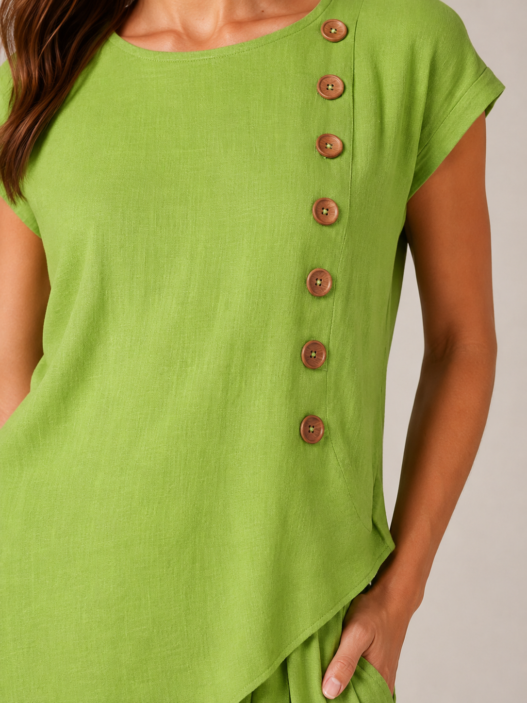 Urmila - Dames Tweedelige Set Met Asymmetrische Knoopdetails En Wijde Broek