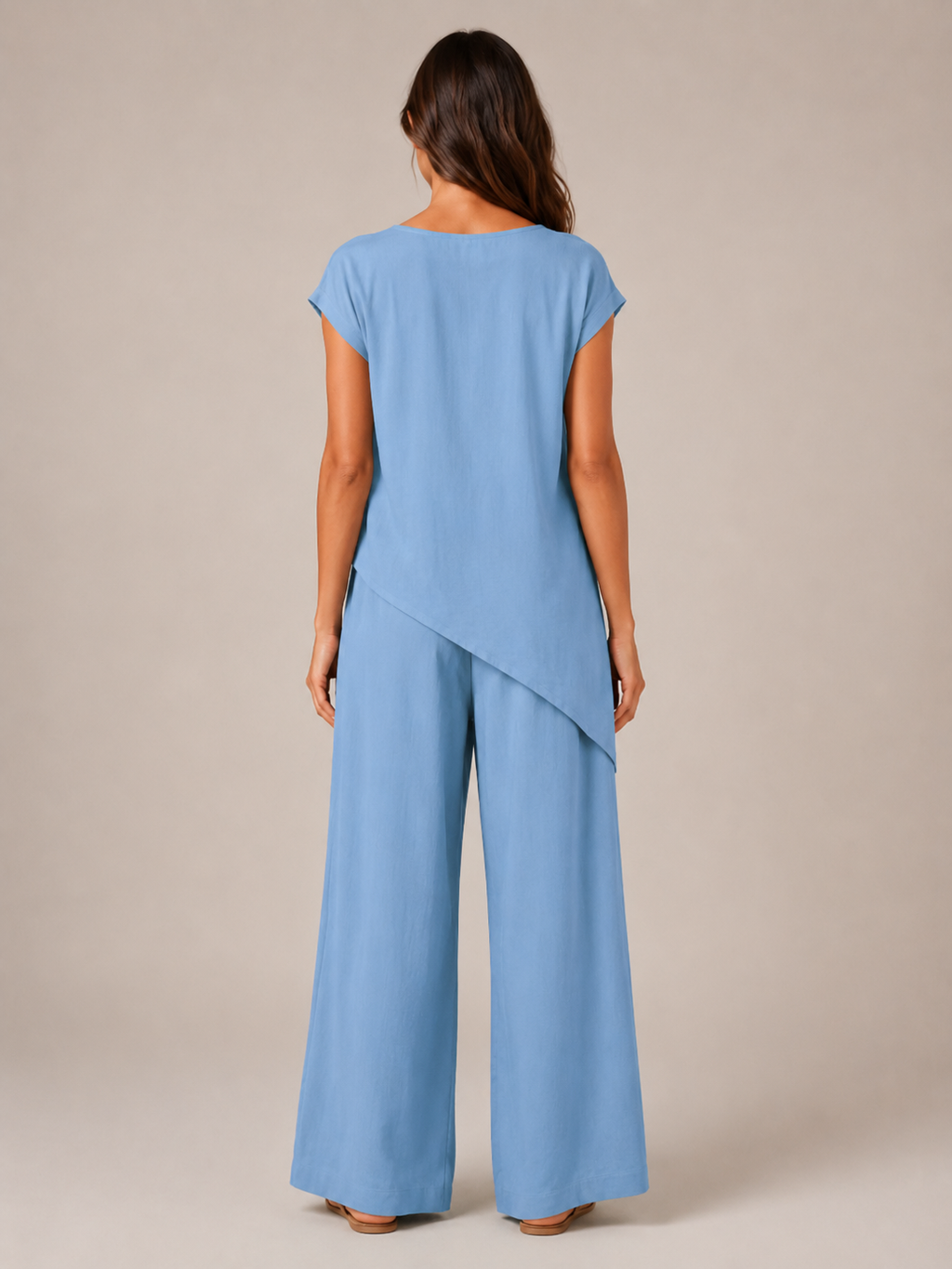 Urmila - Dames Tweedelige Set Met Asymmetrische Knoopdetails En Wijde Broek