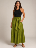Udara - Dames Tweedelige Set Met Blouse En Maxi-Rok Met Strikceintuur
