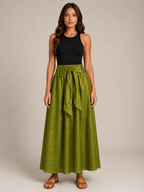 Udara - Dames Tweedelige Set Met Blouse En Maxi-Rok Met Strikceintuur