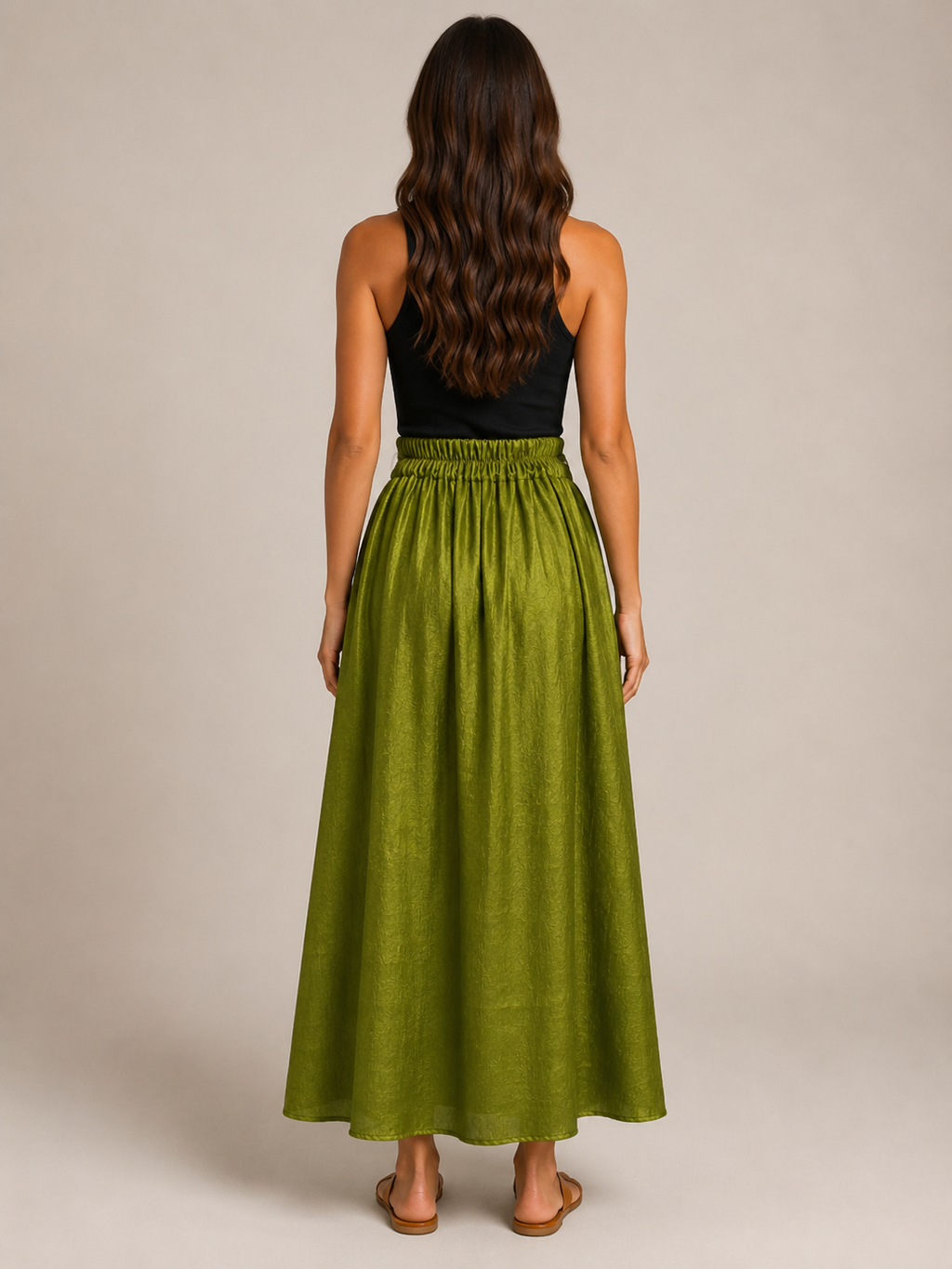 Udara - Dames Tweedelige Set Met Blouse En Maxi-Rok Met Strikceintuur