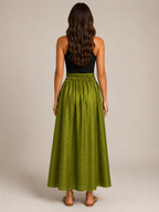 Udara - Dames Tweedelige Set Met Blouse En Maxi-Rok Met Strikceintuur