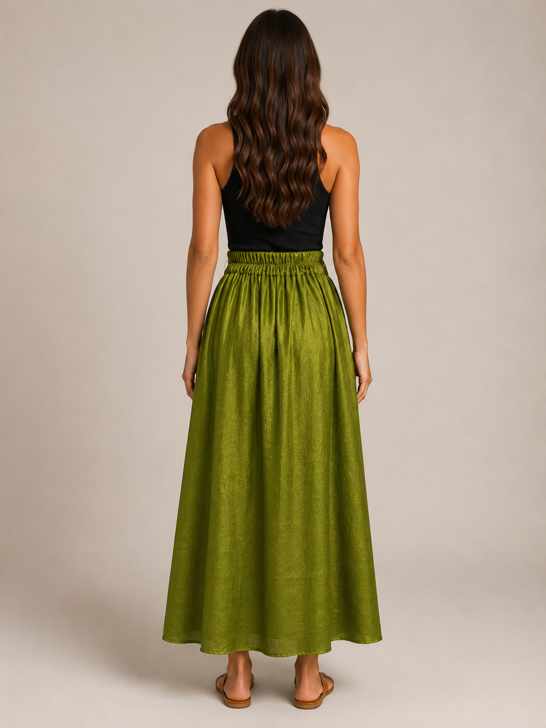 Udara - Dames Tweedelige Set Met Blouse En Maxi-Rok Met Strikceintuur
