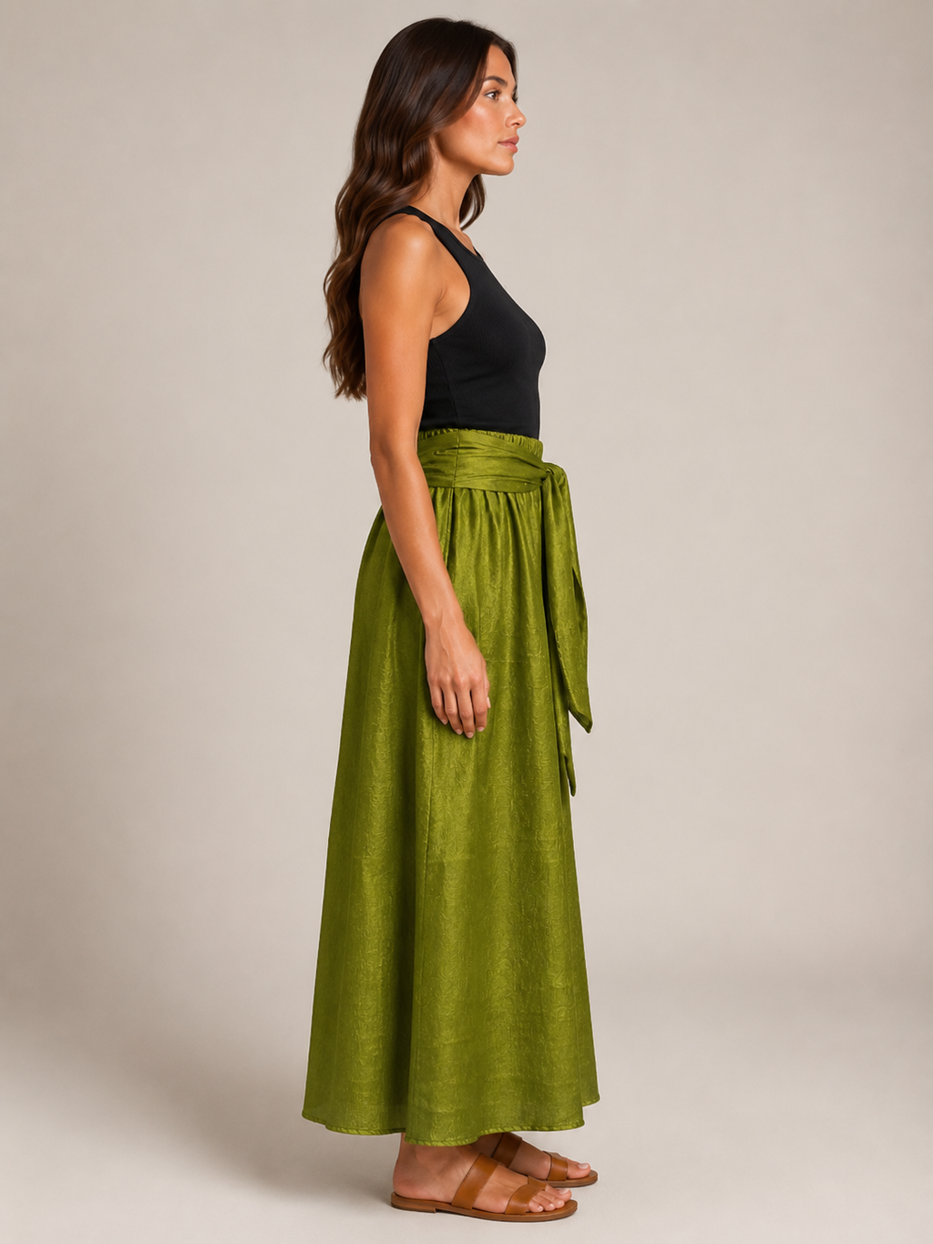 Udara - Dames Tweedelige Set Met Blouse En Maxi-Rok Met Strikceintuur