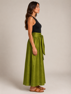 Udara - Dames Tweedelige Set Met Blouse En Maxi-Rok Met Strikceintuur