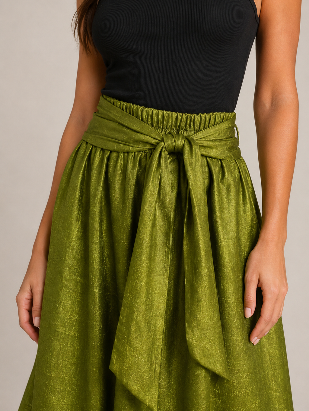 Udara - Dames Tweedelige Set Met Blouse En Maxi-Rok Met Strikceintuur