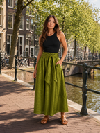 Udara - Dames Tweedelige Set Met Blouse En Maxi-Rok Met Strikceintuur