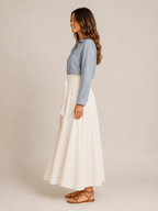 Udara - Dames Tweedelige Set Met Blouse En Maxi-Rok Met Strikceintuur