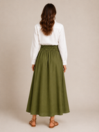 Udara - Dames Tweedelige Set Met Blouse En Maxi-Rok Met Strikceintuur