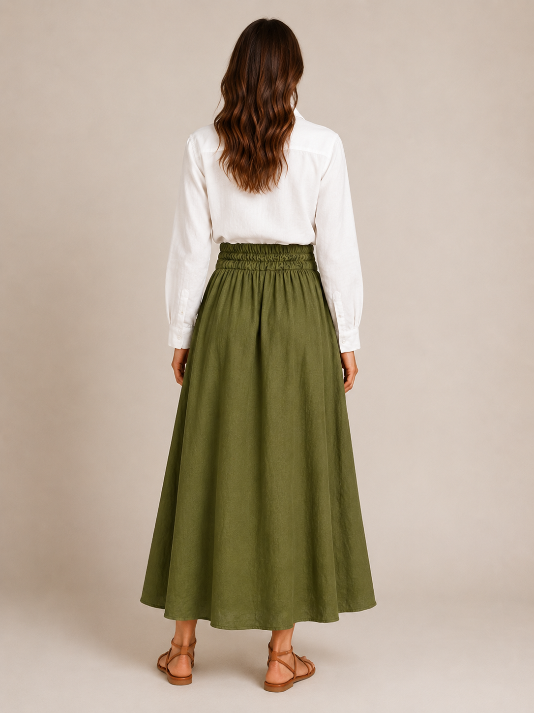 Udara - Dames Tweedelige Set Met Blouse En Maxi-Rok Met Strikceintuur