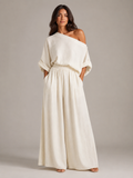 Usoa - Tweedelige Dames Set Met One-shoulder Top En Wijde Broek