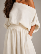 Usoa - Tweedelige Dames Set Met One-shoulder Top En Wijde Broek