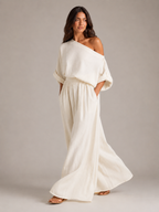 Usoa - Tweedelige Dames Set Met One-shoulder Top En Wijde Broek