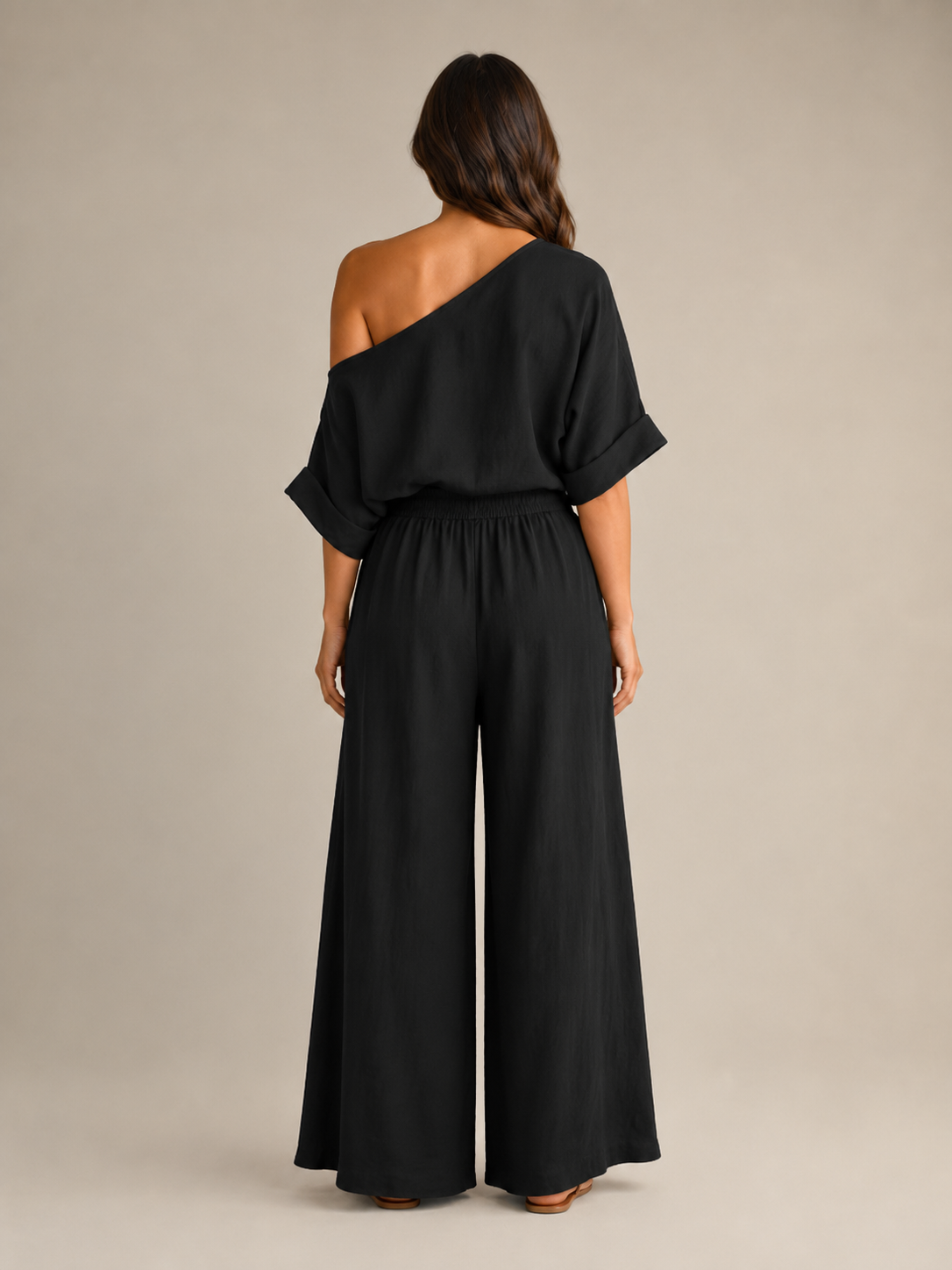 Usoa - Tweedelige Dames Set Met One-shoulder Top En Wijde Broek