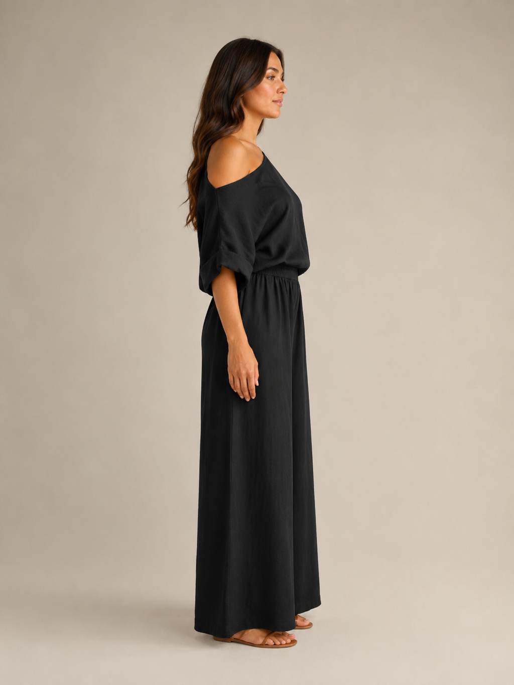 Usoa - Tweedelige Dames Set Met One-shoulder Top En Wijde Broek