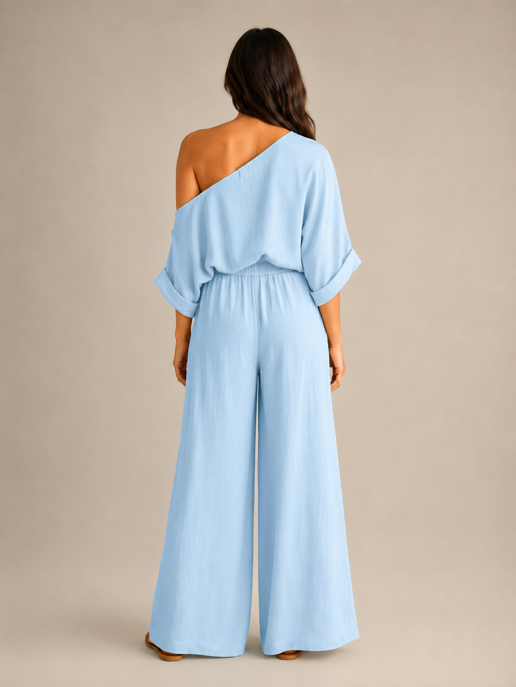 Usoa - Tweedelige Dames Set Met One-shoulder Top En Wijde Broek