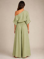 Usoa - Tweedelige Dames Set Met One-shoulder Top En Wijde Broek