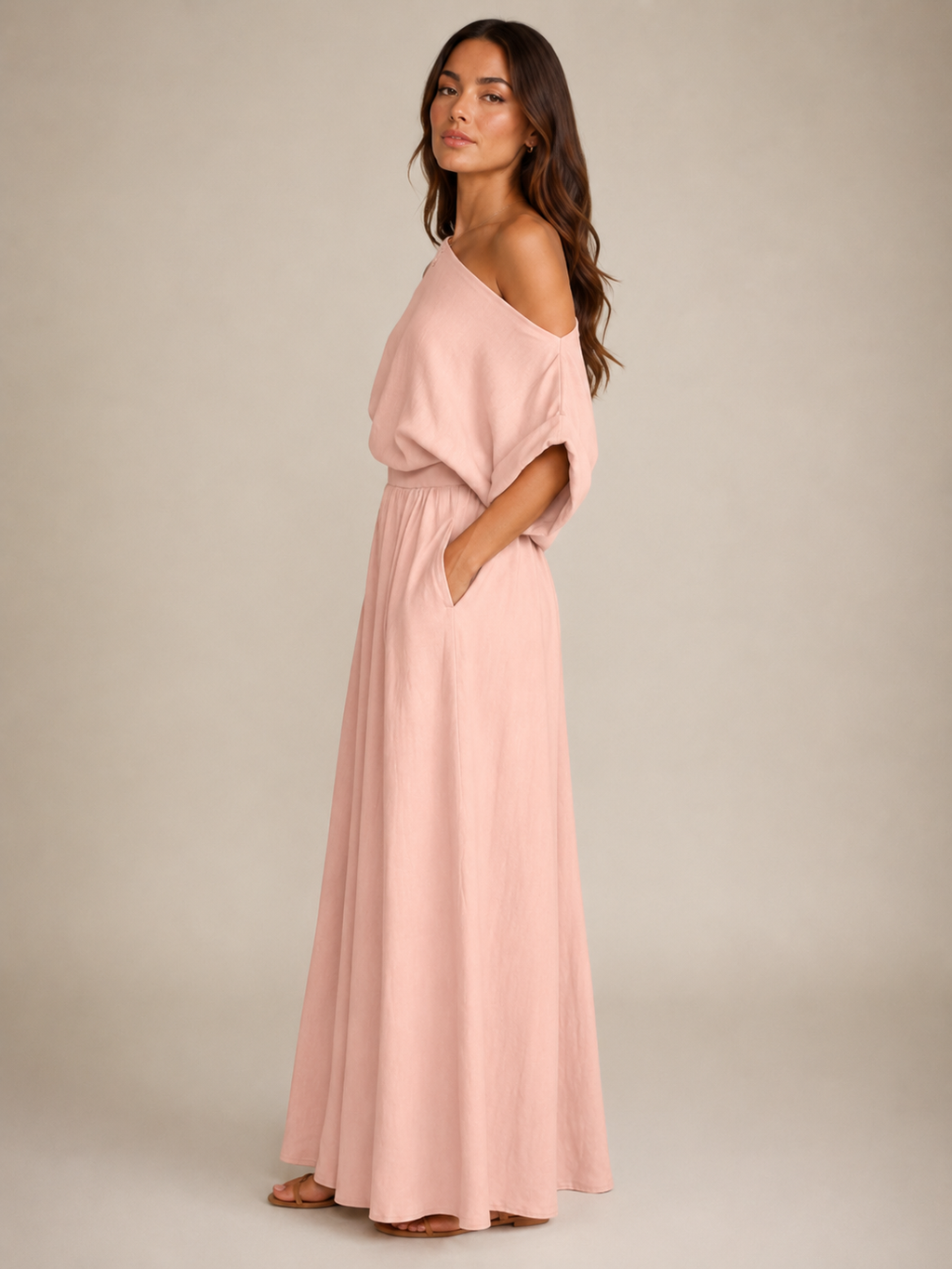 Usoa - Tweedelige Dames Set Met One-shoulder Top En Wijde Broek