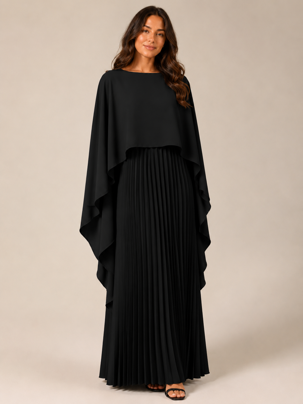 Giselanne - Maxi-jurk met Vleermuismouwen en Tailleaccent