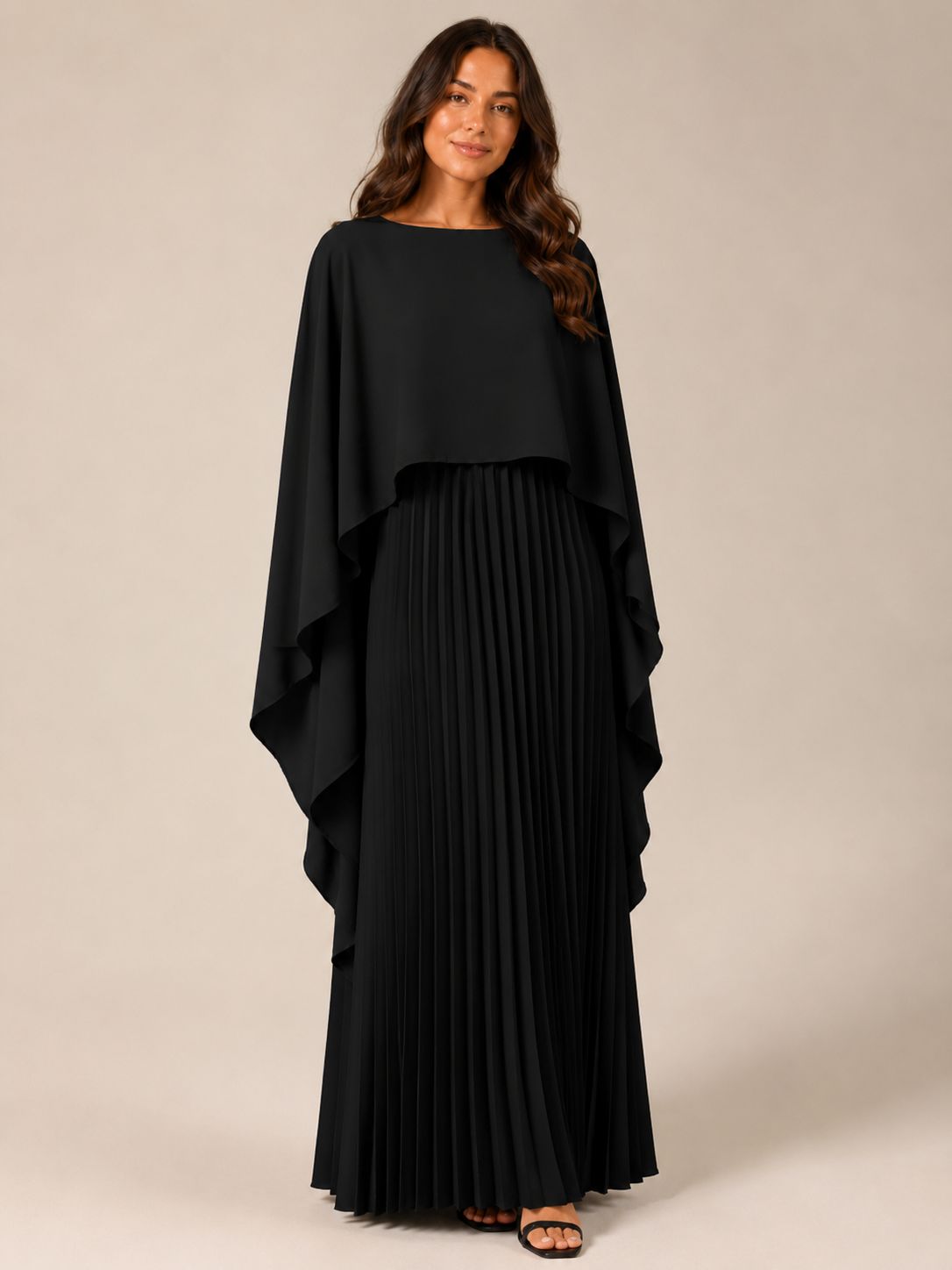 Giselanne - Maxi-jurk met Vleermuismouwen en Tailleaccent