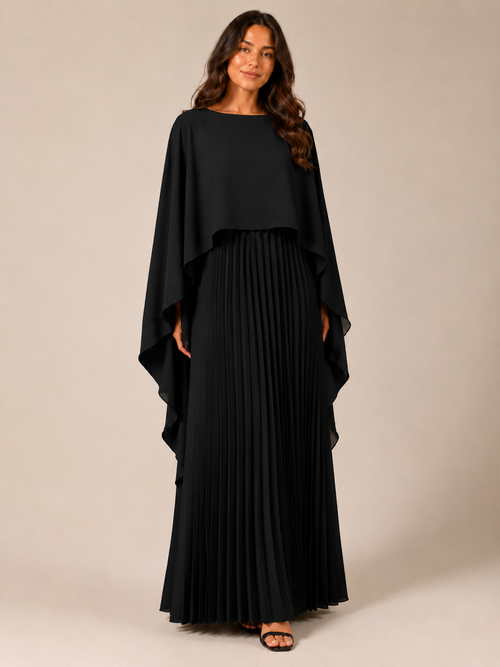 Giselanne - Maxi-jurk met Vleermuismouwen en Tailleaccent