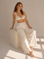 Priscilla - Parel Dames Crop Top Met Handgemaakt Netdesign