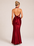 Leonora - Halter Avondjurk Met Open Rug Voor Gala