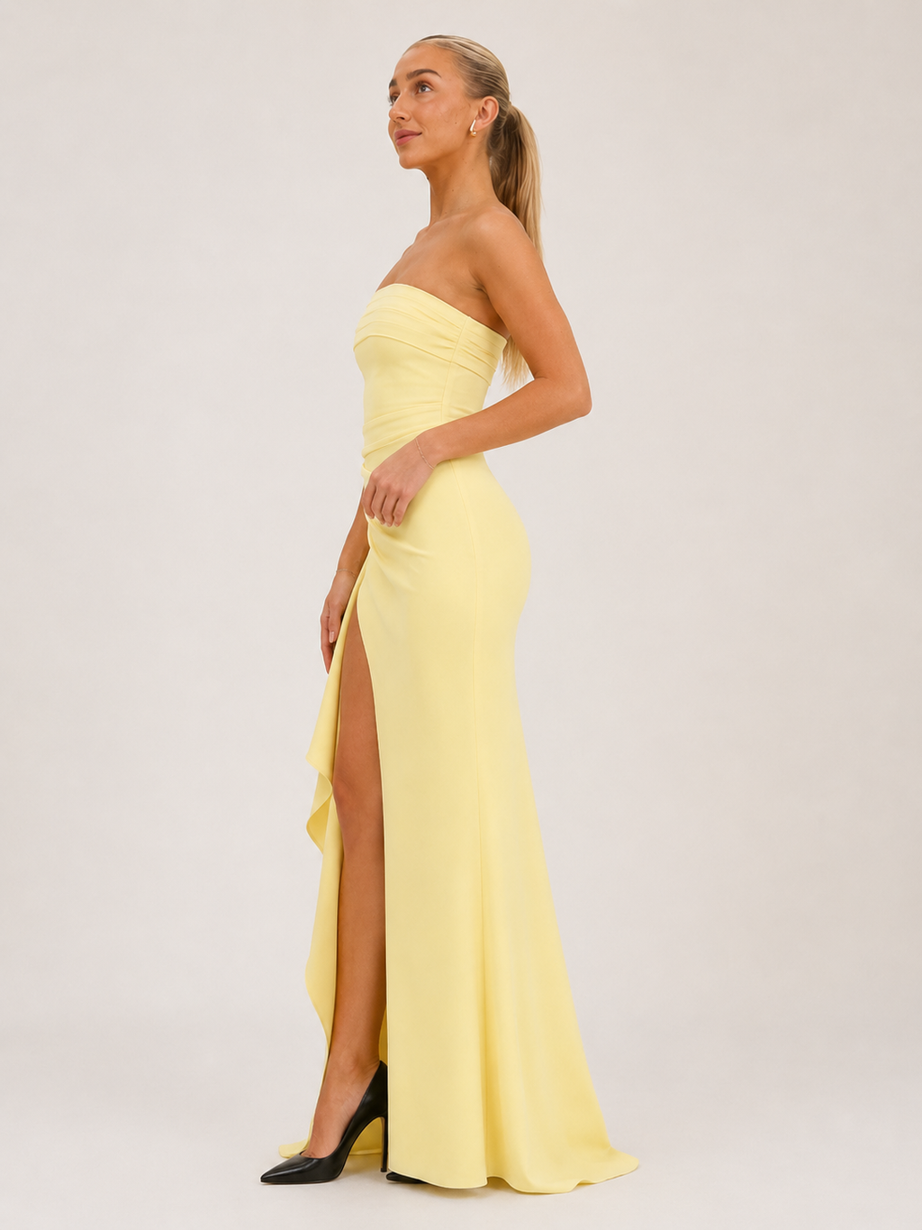 Leontine - Strapless Avondjurk Met Hoge Split
