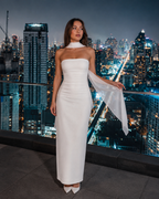 Lorielle - Strapless Avondjurk Met Sjaaldetail