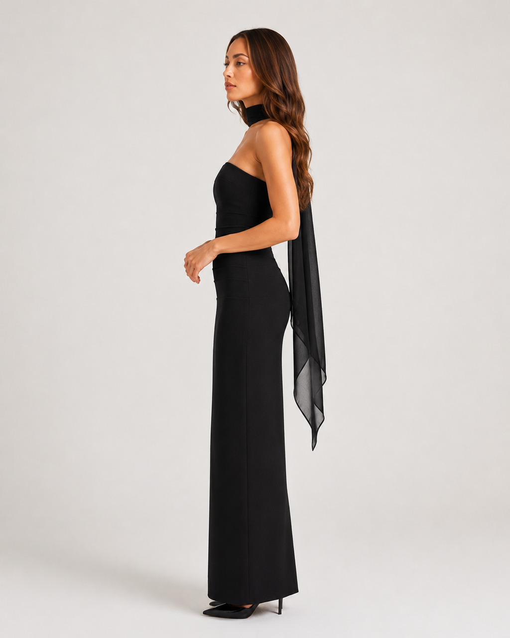 Lorielle - Strapless Avondjurk Met Sjaaldetail