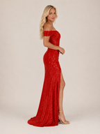Lyselle - Glitter Avondjurk Met Hoge Split En Glansafwerking