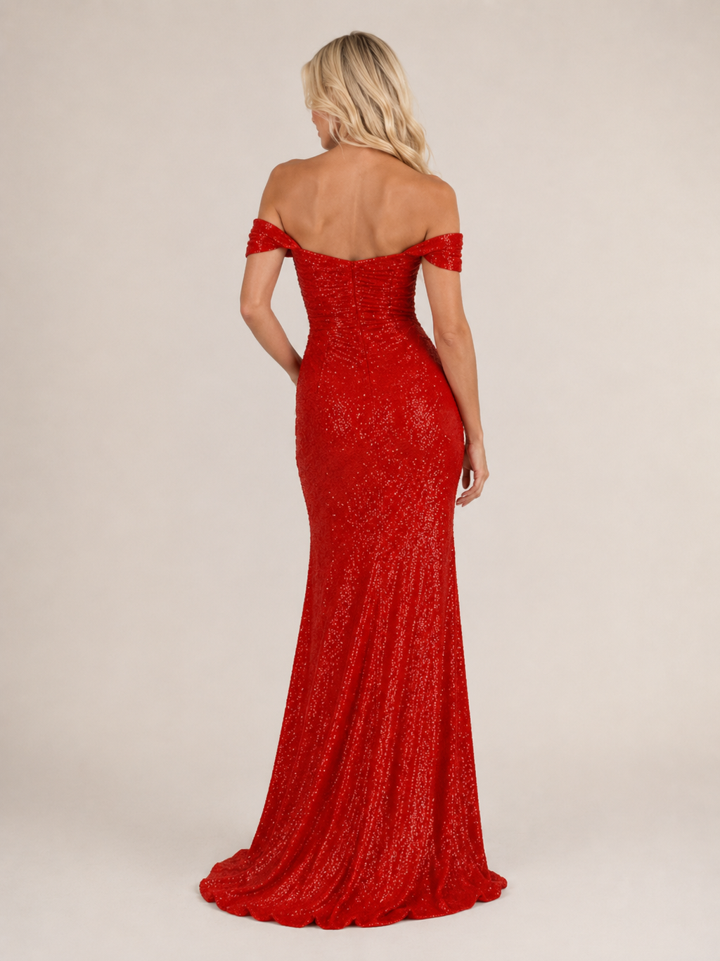 Lyselle - Glitter Avondjurk Met Hoge Split En Glansafwerking